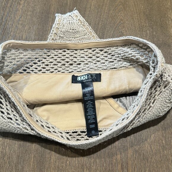 Beach Riot Brinley High Waist Open Knit Bikini Bottoms Tan Medium - Picture 5 of 6